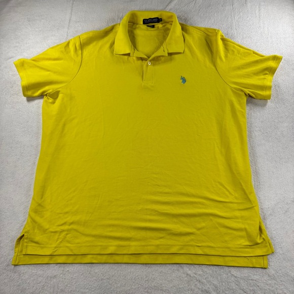 U.S. Polo Assn. Performance Pique Yellow Polo Shirt Men's 2XL Frat Career Preppy - Picture 1 of 6